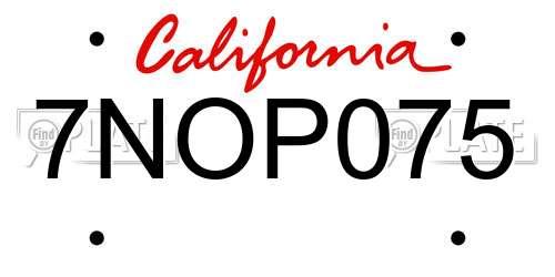 7NOP075 California License Plate
