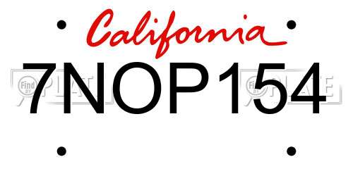 7NOP154 California License Plate