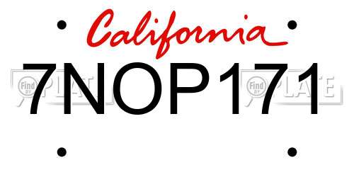 7NOP171 California License Plate
