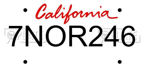 7NOR246 California License Plate