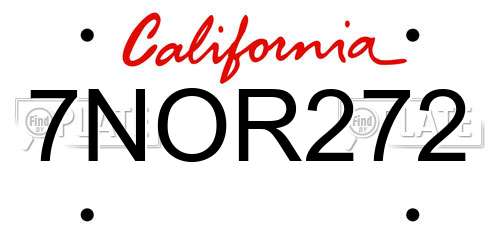 7NOR272 California License Plate