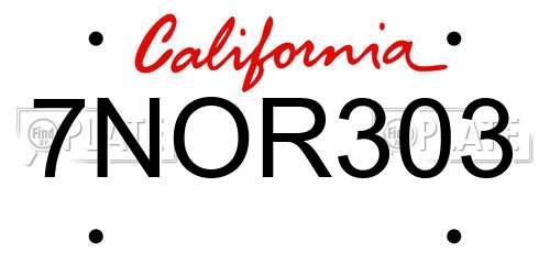7NOR303 California License Plate