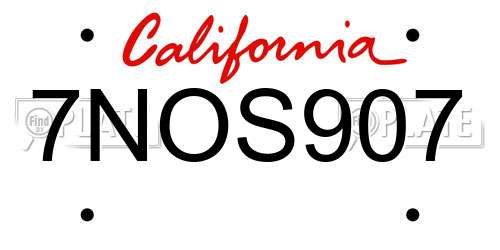 7NOS907 California License Plate