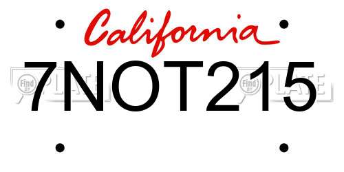 7NOT215 California License Plate