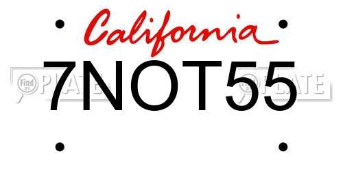 7NOT55 California License Plate