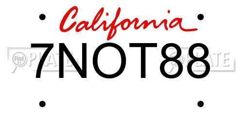 7NOT88 California License Plate