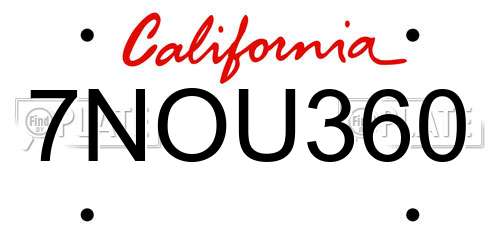 7NOU360 California License Plate