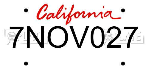 7NOV027 California License Plate