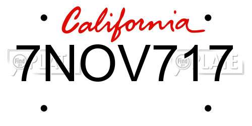 7NOV717 California License Plate