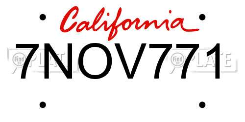 7NOV771 California License Plate