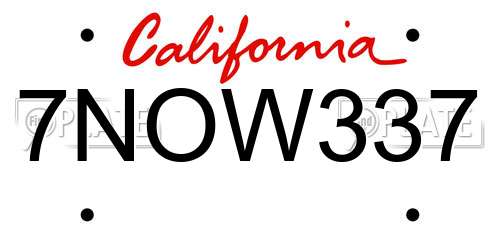 7NOW337 California License Plate