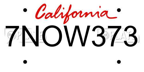 7NOW373 California License Plate