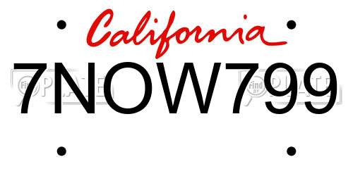 7NOW799 California License Plate