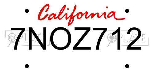7NOZ712 California License Plate