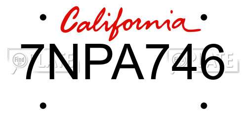 7NPA746 California License Plate
