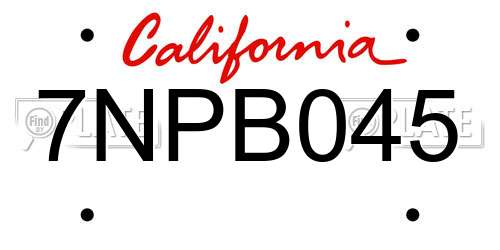 7NPB045 California License Plate
