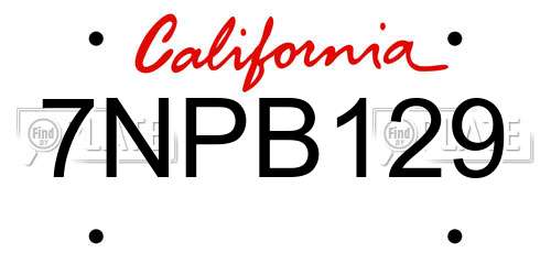 7NPB129 California License Plate