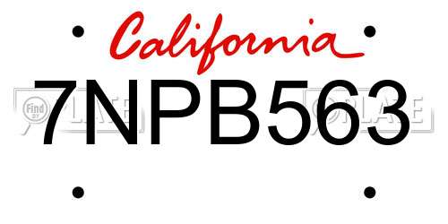 7NPB563 California License Plate