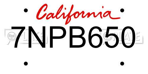 7NPB650 California License Plate