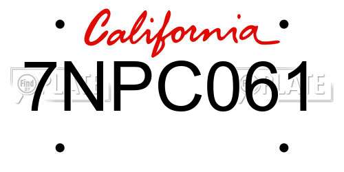 7NPC061 California License Plate
