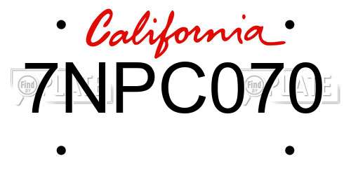 7NPC070 California License Plate