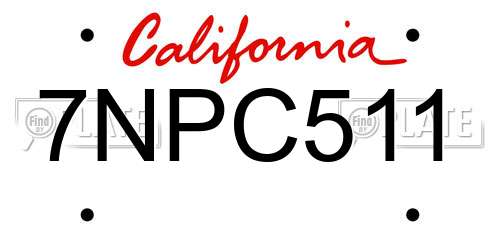 7NPC511 California License Plate