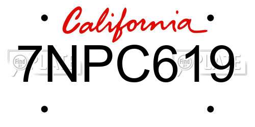 7NPC619 California License Plate