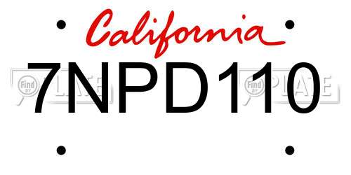 7NPD110 California License Plate