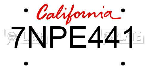 7NPE441 California License Plate