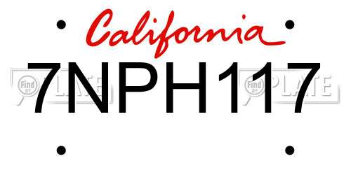 7NPH117 California License Plate