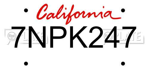 7NPK247 California License Plate