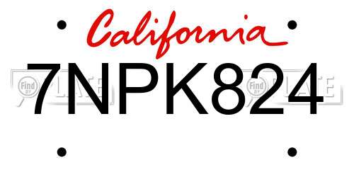 7NPK824 California License Plate
