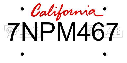 7NPM467 California License Plate