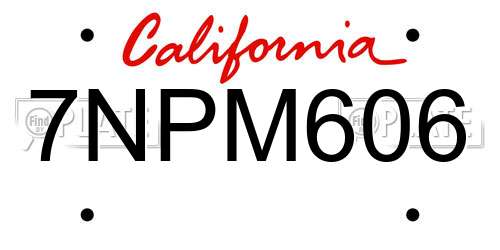 7NPM606 California License Plate