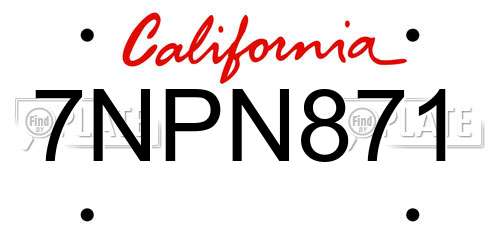 7NPN871 California License Plate