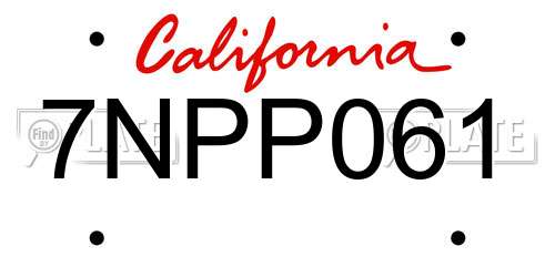 7NPP061 California License Plate