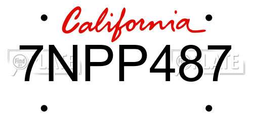 7NPP487 California License Plate