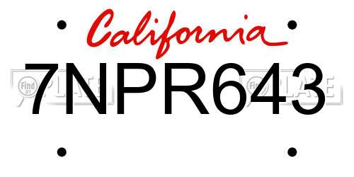 7NPR643 California License Plate