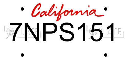 7NPS151 California License Plate