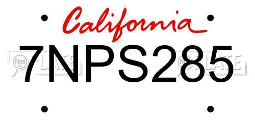 7NPS285 California License Plate