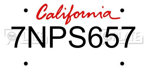7NPS657 California License Plate