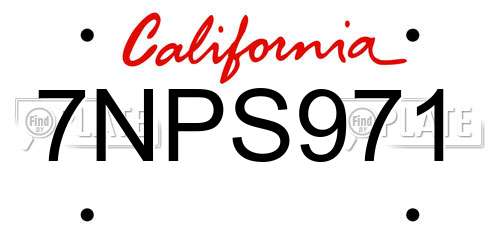 7NPS971 California License Plate