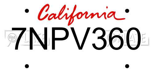 7NPV360 California License Plate