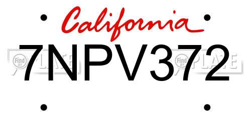 7NPV372 California License Plate