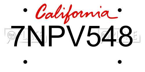 7NPV548 California License Plate