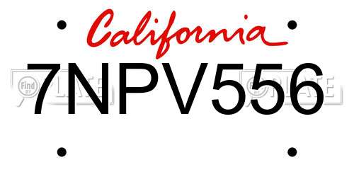 7NPV556 California License Plate