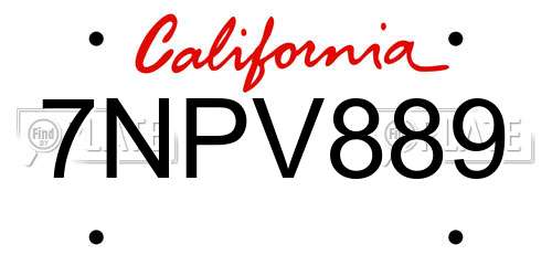 7NPV889 California License Plate