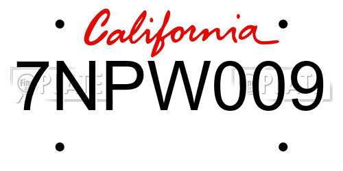 7NPW009 California License Plate