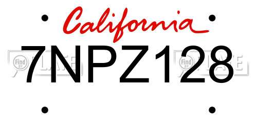 7NPZ128 California License Plate