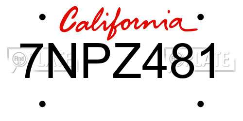7NPZ481 California License Plate